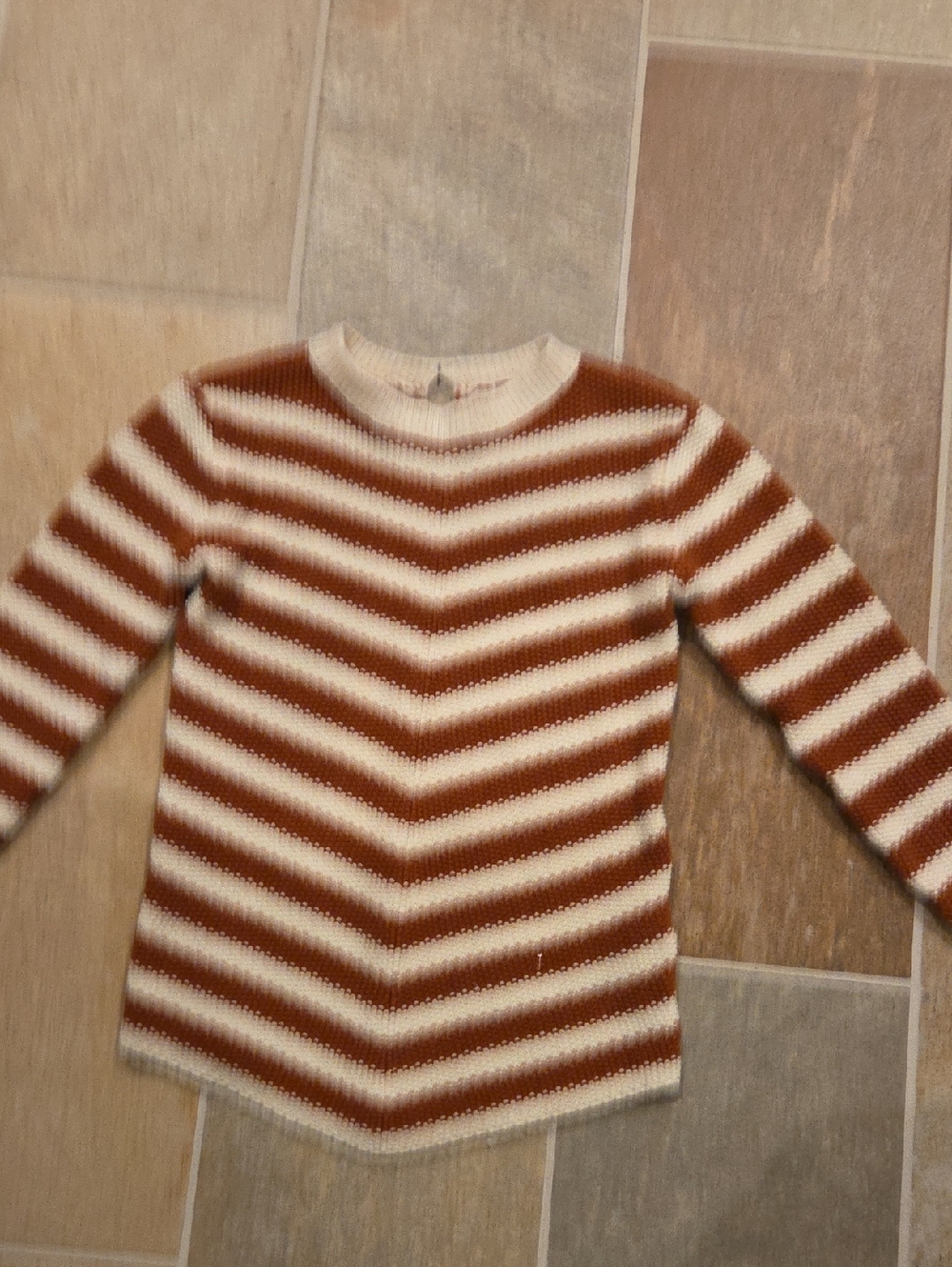 Kids Striped Crewneck Dress - Cream & Brown